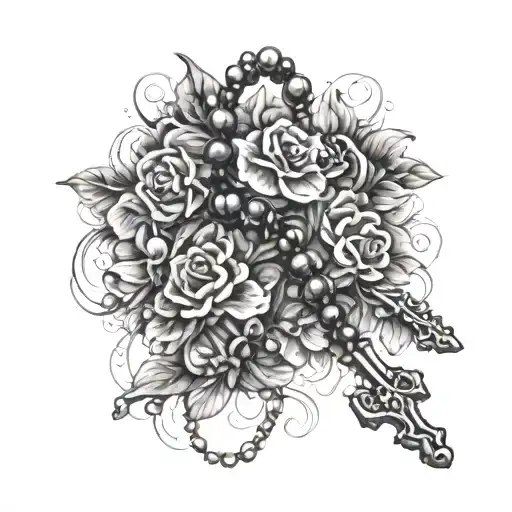 Rosary Beads With Flowers