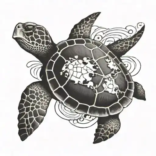 Turtle With World Map