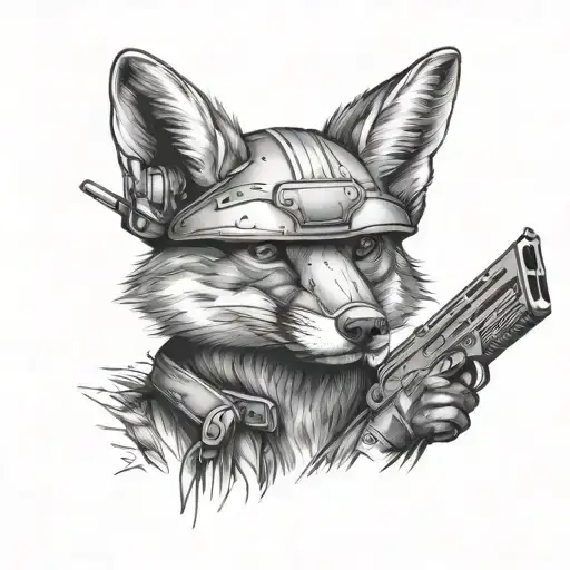 Fox Whit Ak47 And Helmet