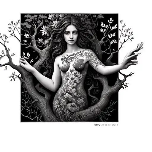 Mother Nature Has Half Woman And Half Tree Growing