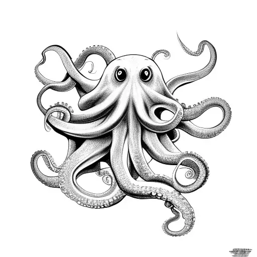 Octopus With Flowers Around