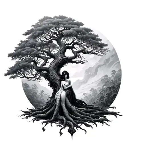 Full Tree That The Trunk Is A Woman