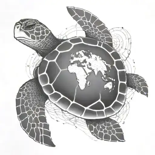 Turtle With World Map