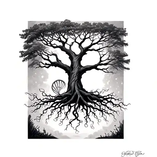 Tree Who's Roots Turn Into Dna Strands