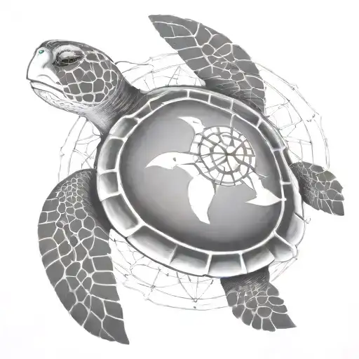Turtle With Compass Rose Intertwined