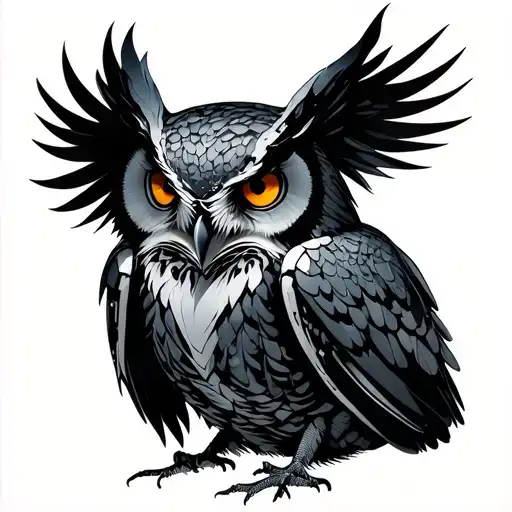 Dark Owl Snow Mountains Biomechanoid Giger Back