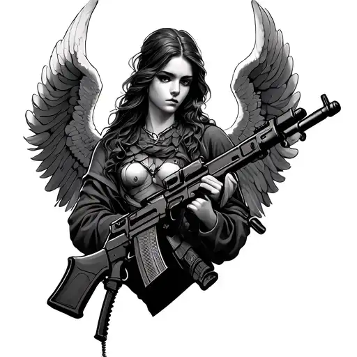 Angel With And Ak 47 Assault Rifle