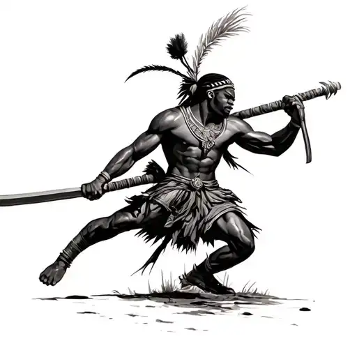 African Warrior Battling