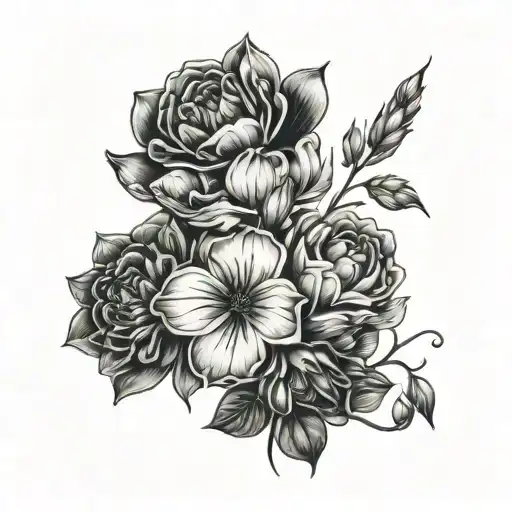 Birth Flower Bouquet Feb Mar July Aug Oct