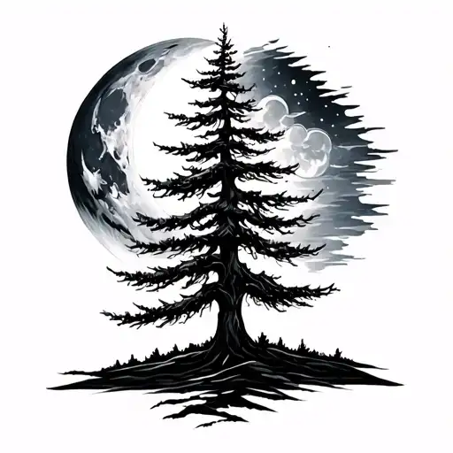 Pine Tree And Moon