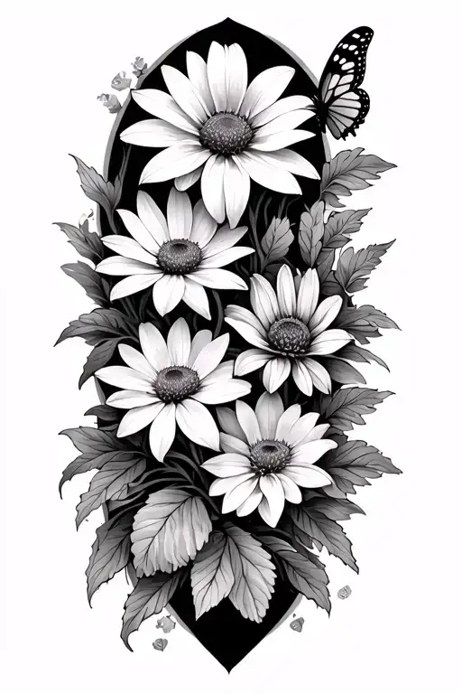 Verbena Dahlia Echinacea And Lilly Half Sleeve Tattoo With Butterflys Simple Spaced Out