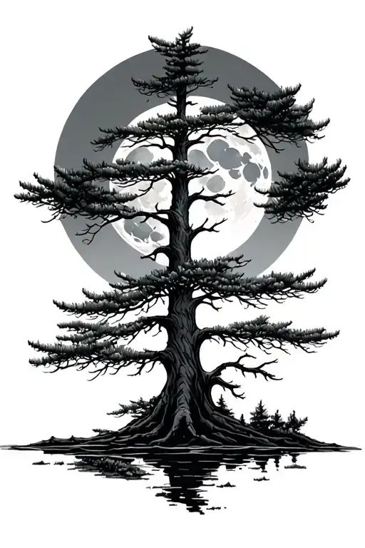 Pine Tree And Moon