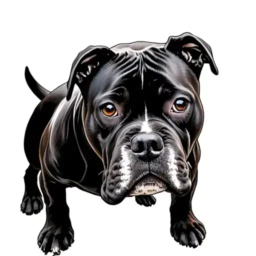 Black American Pitbull With Cut Ears