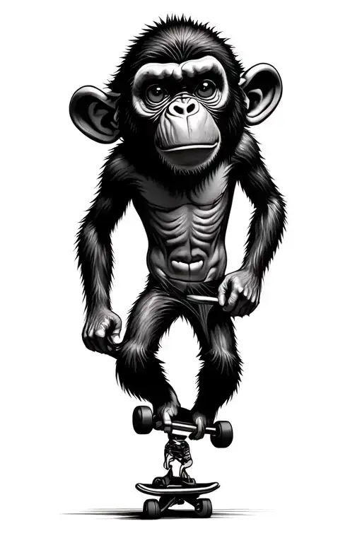 Monkey On A Skateboard Dressing Like A Metalhead Character