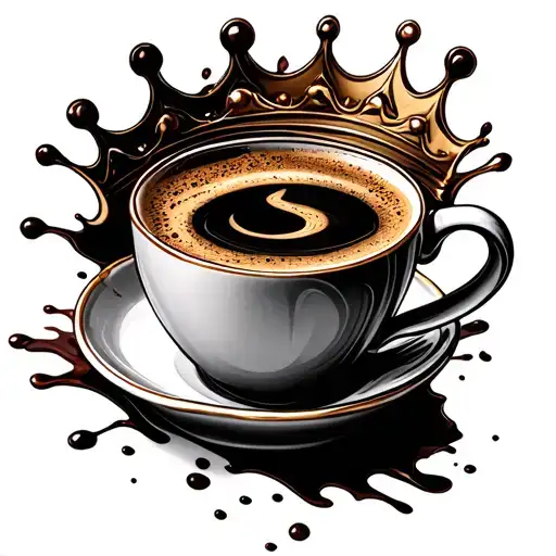 Cup Of Coffe With Coffee Splashing Into A Crown
