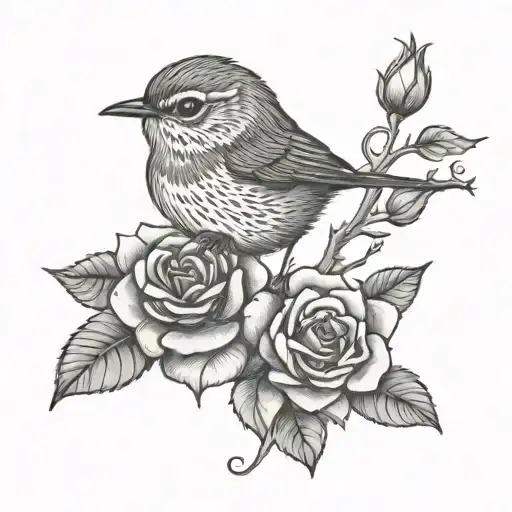 Wren Bird Rose