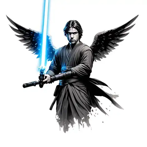 Anakin Skywalker From Star Wars Fallen Angel With Lightsaber