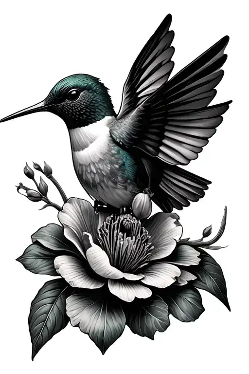 Portulacas With Humming Bird Flying