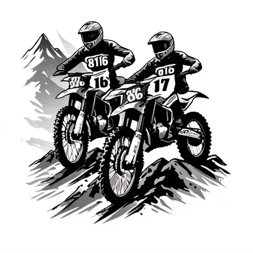 Two Dirt Bikes On Mountain Range One With The Number 816 And The Other With 117