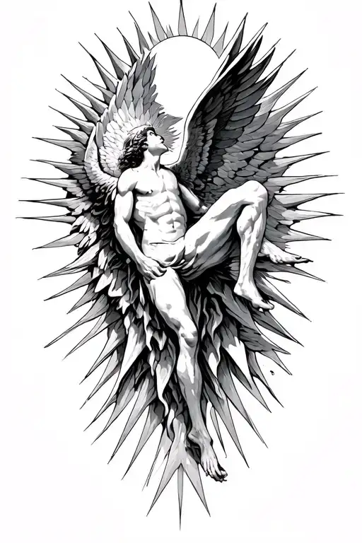 Icarus Falling Down On His Back From The Sun Geometricall Art