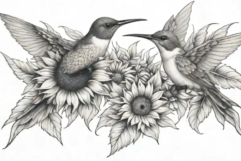 Sunflower Humming Birds