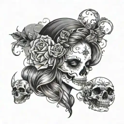 Feminine Skull Northern Lights