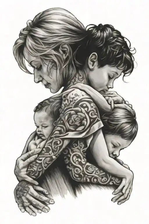 Mother And Child Hugging Each Other