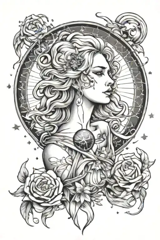 Mother Earth And Astrology Inspired Tattoo Showcasing