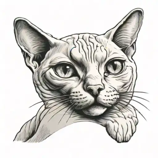 Hairless Cat Framed Cameo Portrait