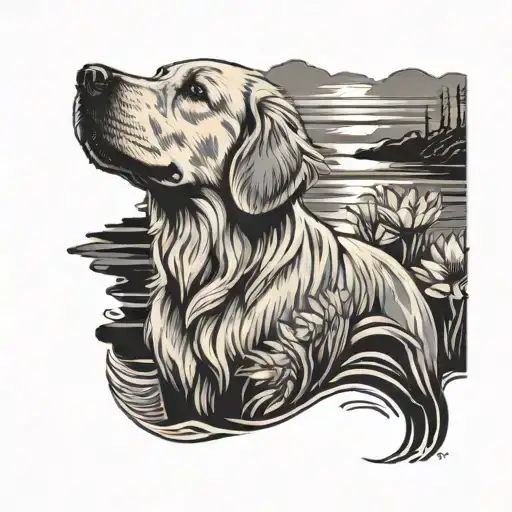 Sunshinegolden Retriever Golden Hour Sunsets Flowers Rock In Water Wave Grit Glue Guy