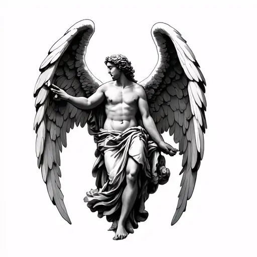 Michelangelo Inspired Angel War Tattoo With Black People