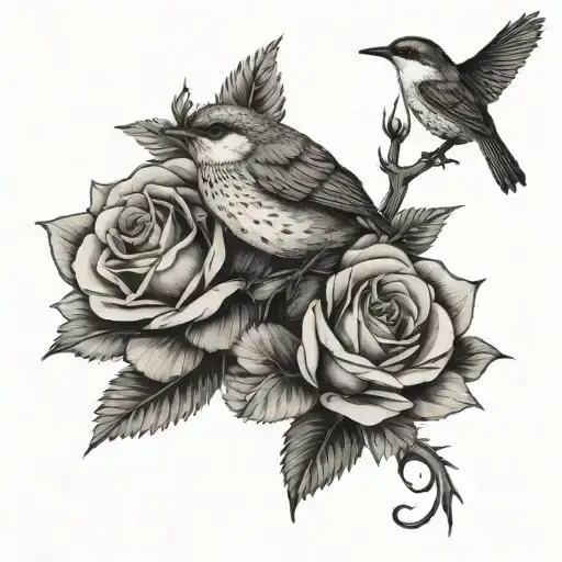 Rose And Wren Bird