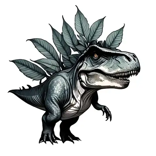 Dinosaur Enveloping Leaves