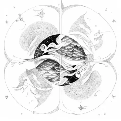 A Celestial Pisces Constellation Surrounded By Ocean Waves