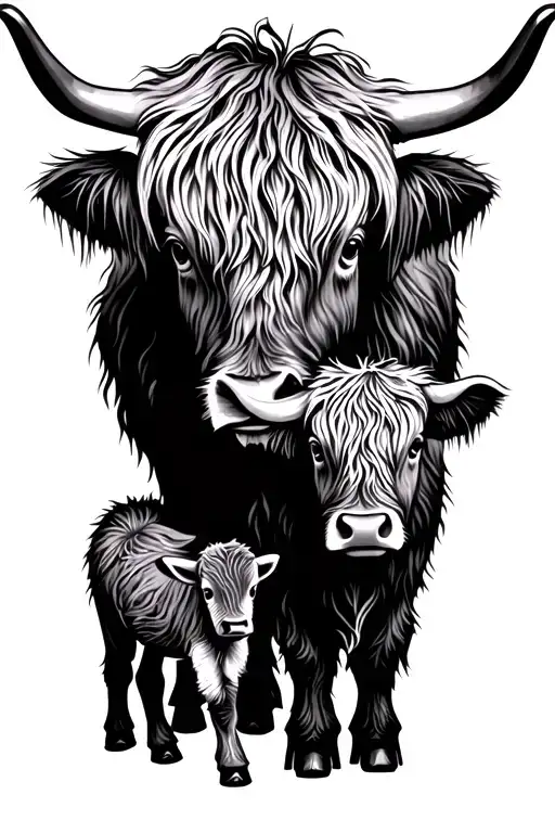 Highland Cow And Baby Highland Cow