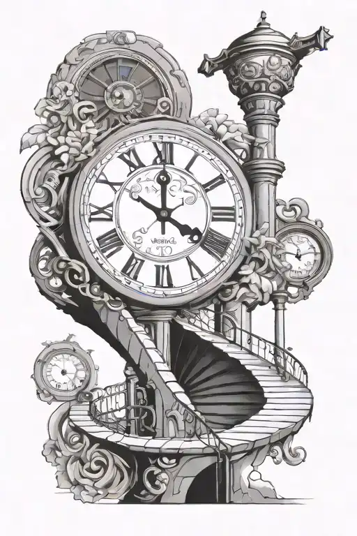 Clock And Stair Way To Heaven