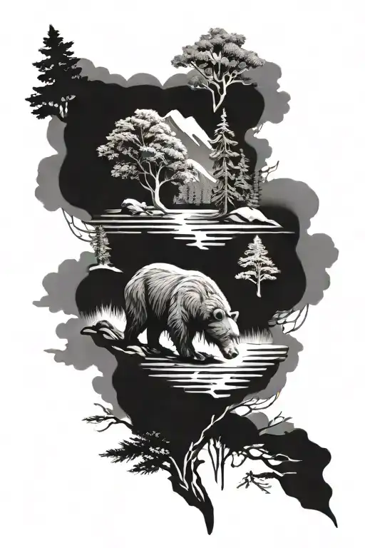 Life Bear And Landscape