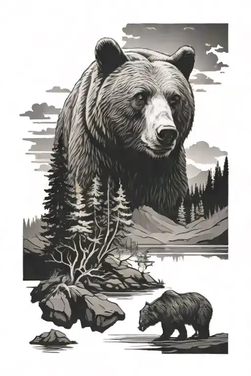 Life Bear And Landscape