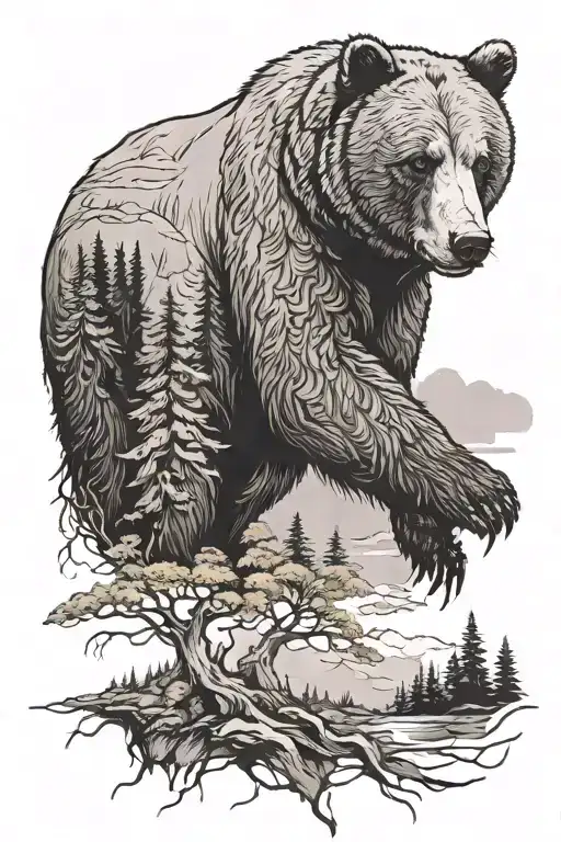 Life Bear And Landscape