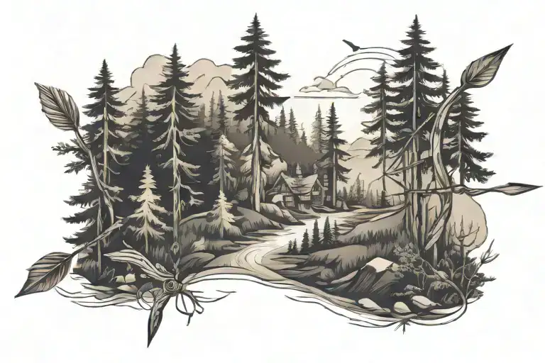 Bow Arrow Forest Landscape