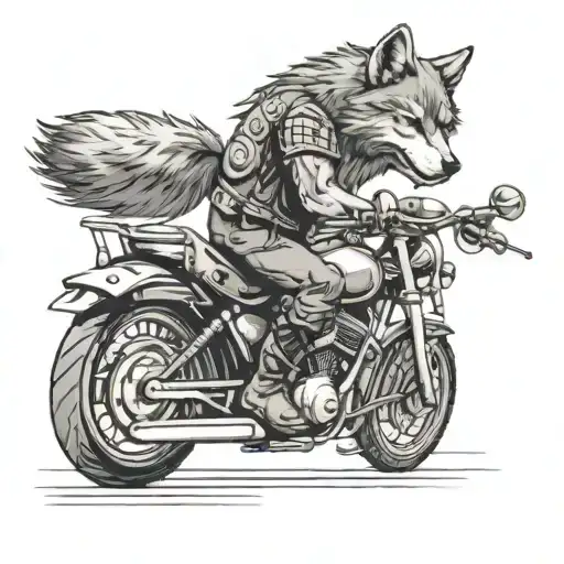 Wolf On Motorcycle Playing Drums Mixed