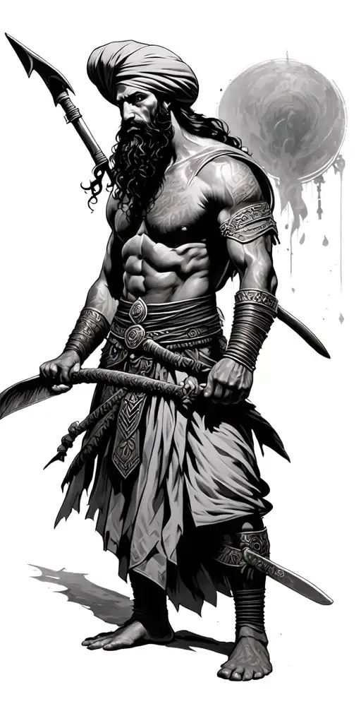 Sikh Warrior Going All Through The Image