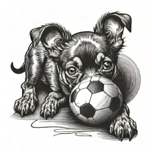 Smll Dog Playing With A Ball