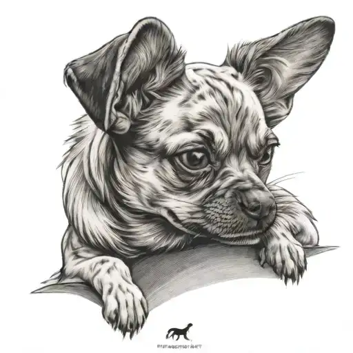 Small Dog Playing With His Ears Folded