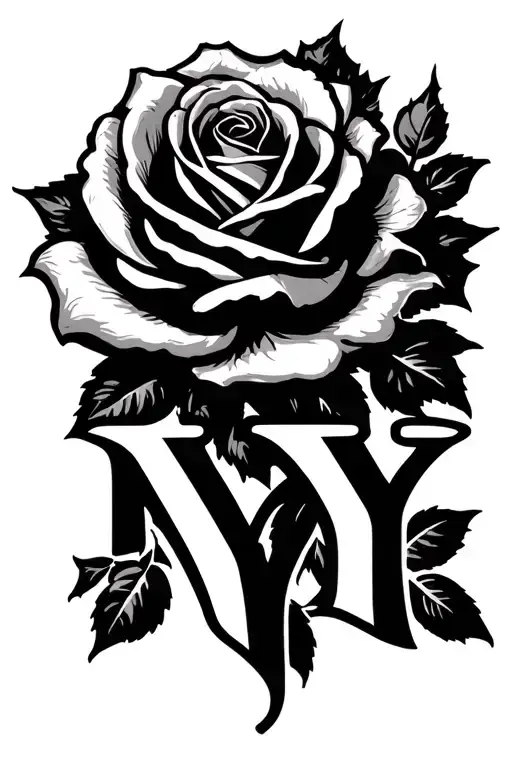 Letter M And Y And A Rose Into A Logo Combined