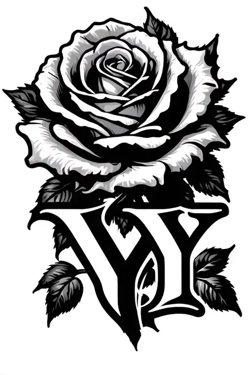 Letter M And Y And A Rose Into A Logo Combined