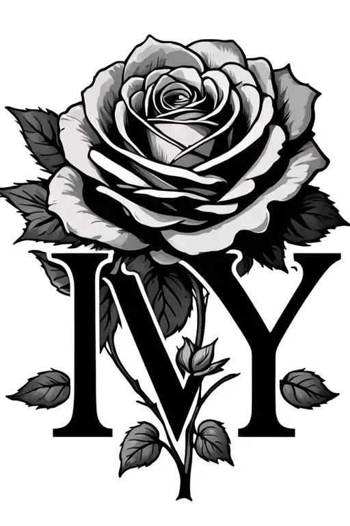 Letter M And Y And A Rose Into A Logo Combined