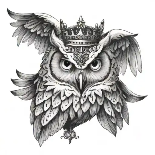Snow Owl Wings Spread Queens Crown On Top