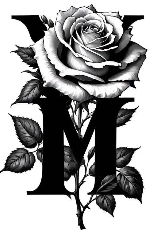 Rose Combined With Letter M And Y