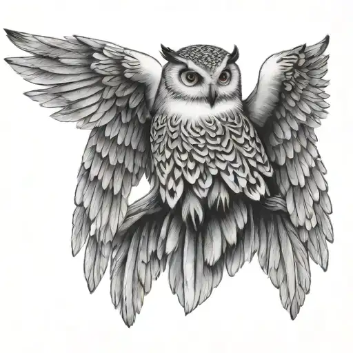 Snow Owl Wings Out Crown On Top